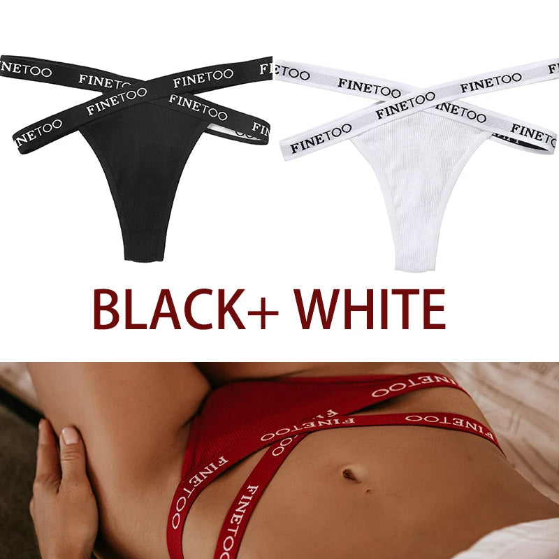 INTIMO SECRETS 2PCS Cotton Thongs – Sexy Cross-Strap G-String Underwear for Women