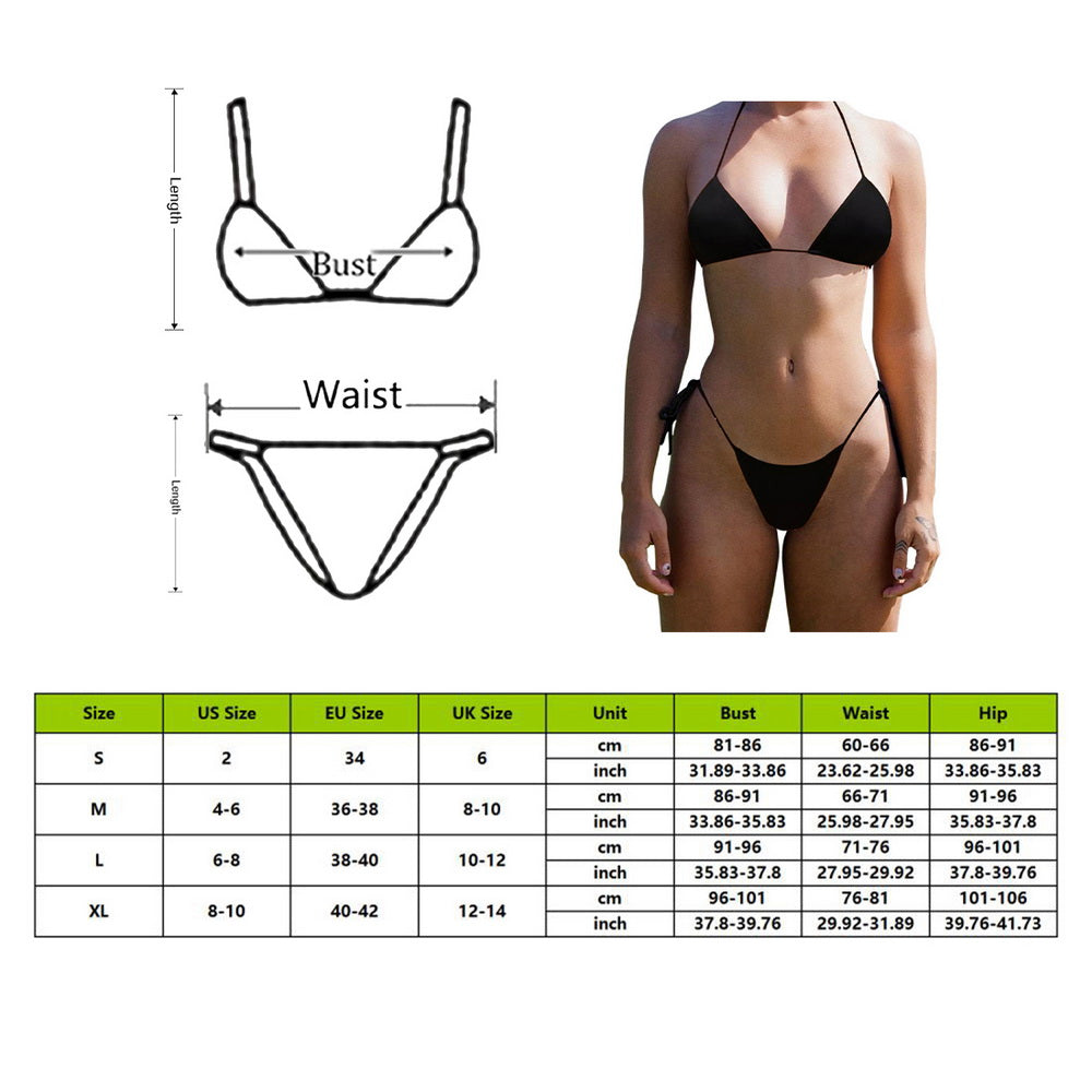 INTIMO SECRETS Sexy Thong Bikini Set – Brazilian Style Side Tie Halter Swimwear for Women