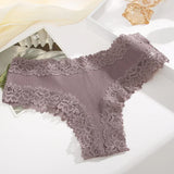 INTIMO SECRETS Women’s Low-Waist Seamless Lace Cotton Panties – Breathable Bikini Underwear