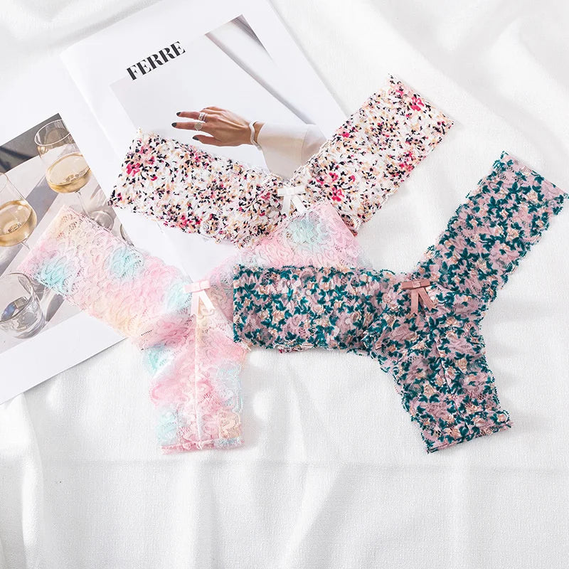 INTIMO SECRETS Women’s Ruffles Seamless T-Back Thong – Sexy G-String Underwear 1PCS