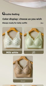 Seamless Lace Backless Bra Vest Fixed Cup Push-Up Side Breast Collection Wireless Vest Style Sleep Bra