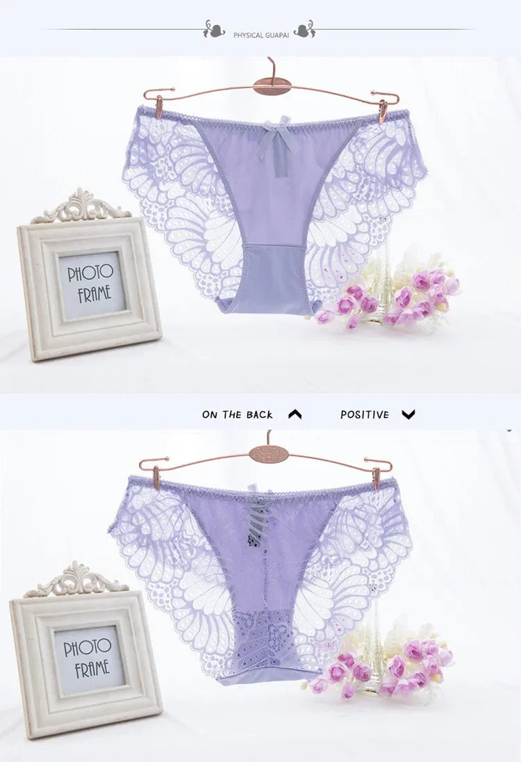 Hot Selling Item Fashion Women Underwear Sexy Lace Transparent Low Waist Hollow T Back Panties Lady Briefs Big Size M-3XL