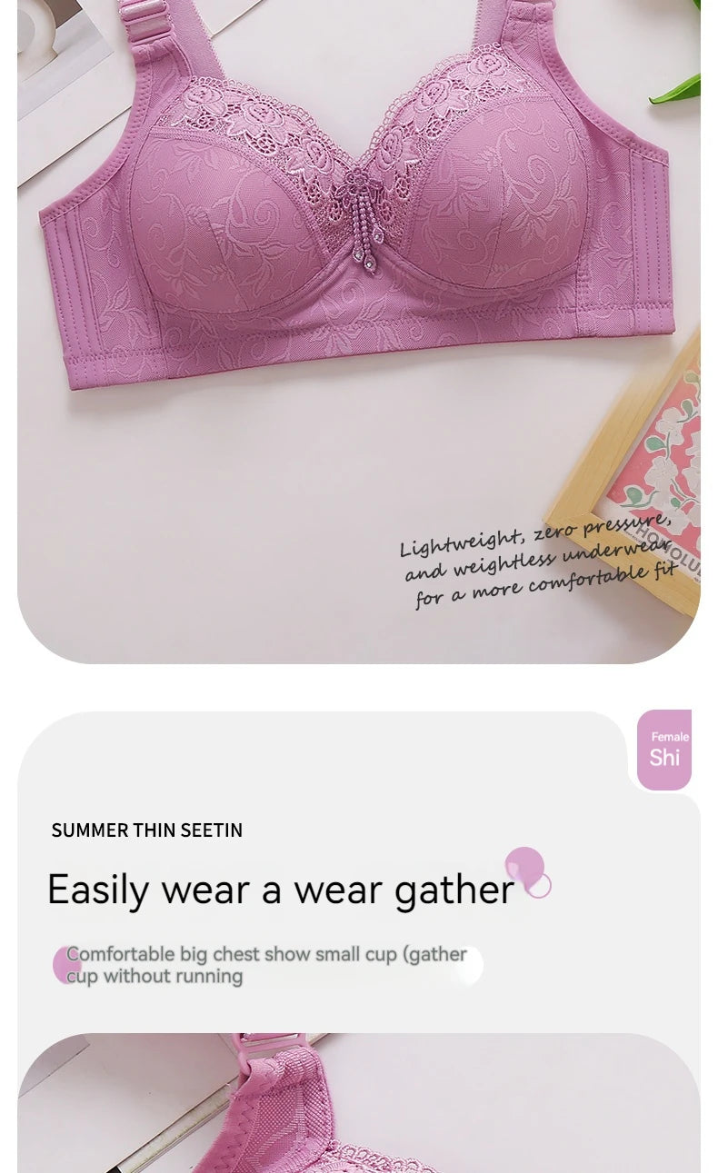 INTIMO SECRETS Women’s Plus-Size Lace Bralette – Ultra-Thin Deep V Bra