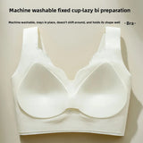Seamless Lace Backless Bra Vest Fixed Cup Push-Up Side Breast Collection Wireless Vest Style Sleep Bra