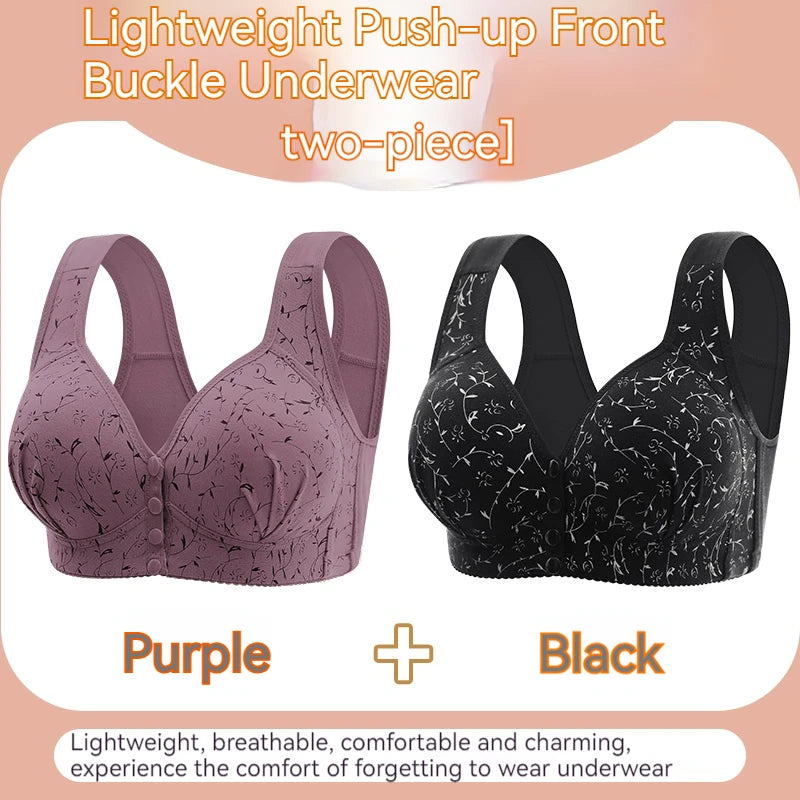 INTIMO SECRETS Women’s Floral Wireless Bra – Breathable Comfortable Front-Button Traceless