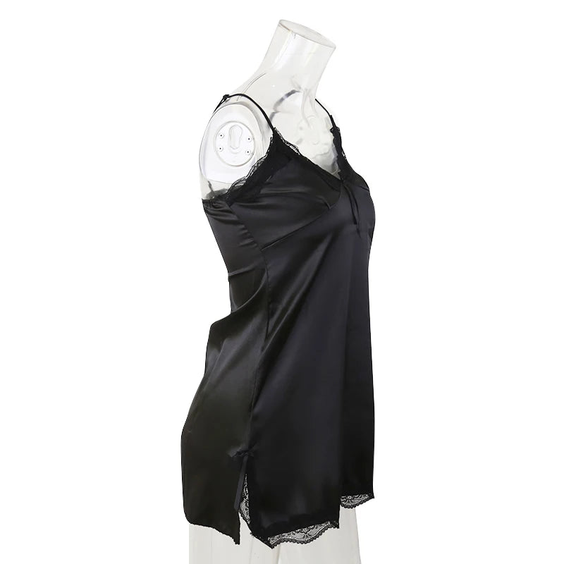 Women Sexy Lace V-neck Sleepwear Suspenders Nightdresses Female Sleeveless Nightwear Sleep Nightdress For Ladies