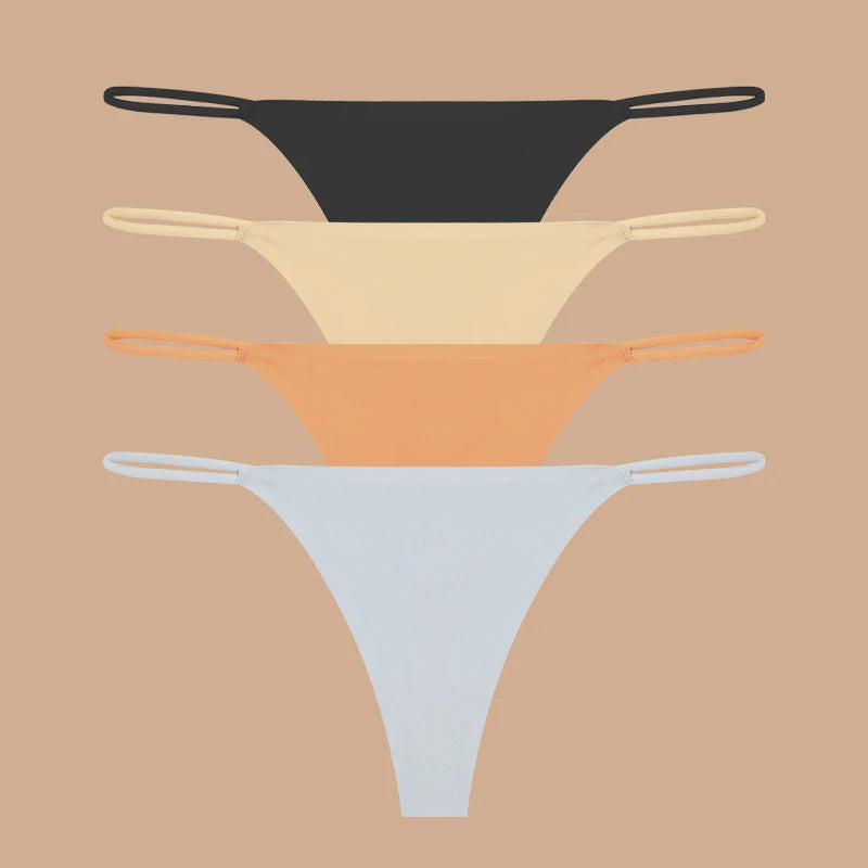 INTIMO SECRETS 4-Pack Women’s Seamless Ice Silk Thongs – Low-Waist, Stretchy G-String Panties