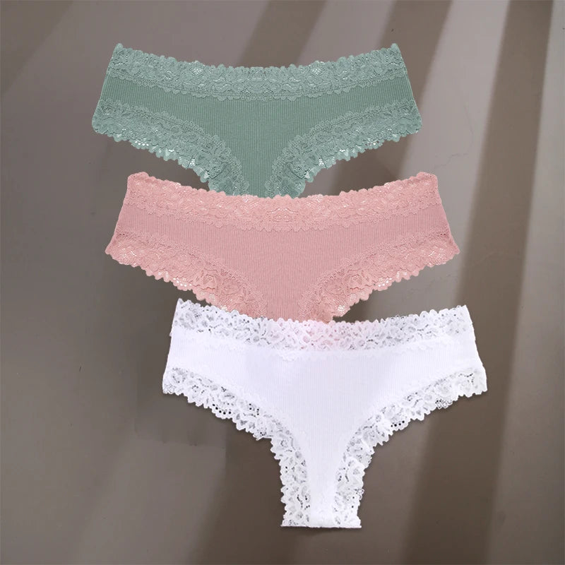 INTIMO SECRETS 3-Pack Women’s Floral Lace Cotton Panties – Sexy Soft Briefs S-XL