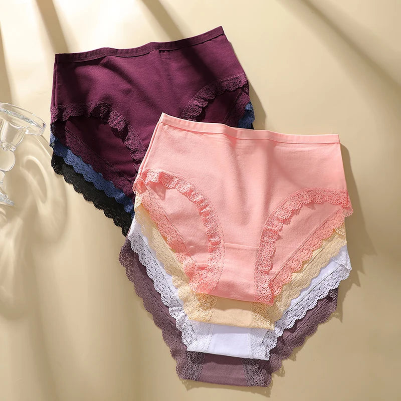 FINETOO 6Pcs Women's Cotton High Waist Panties Underwear Female Large Intimate Lingerie Briefs Woman Underpants Pantys Panties