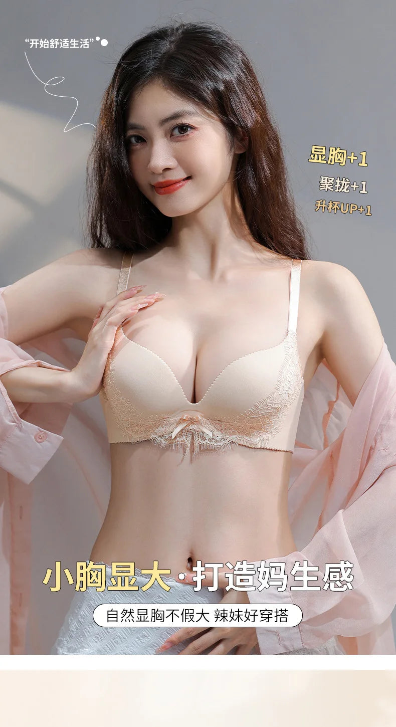 INTIMO SECRETS Women’s Lace Bra – Push-Up, Everyday Wireless Underwear