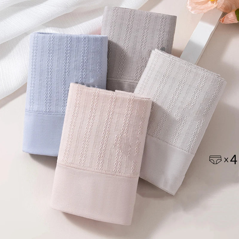 INTIMO SECRETS 4PCS High Waist Cotton Panties – Plus Size Women’s Lingerie