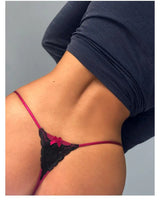 INTIMO SECRETS Embroidered Lace Thong – Seamless Satin T-Back G-String