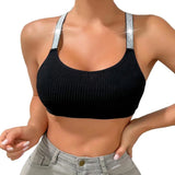 INTIMO SECRETS Women’s Smooth Shape Sports Bra – Lightweight Molded Cup with Glitter Straps