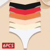 INTIMO SECRETS 6-Pack Women’s Seamless V-Waist Thongs – Ultra-Thin Summer G-String Panties