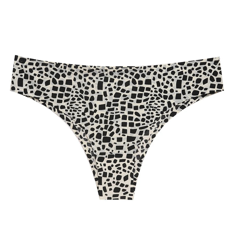 INTIMO SECRETS 3PCS Leopard Thongs – Seamless Satin G-String Underwear for Women
