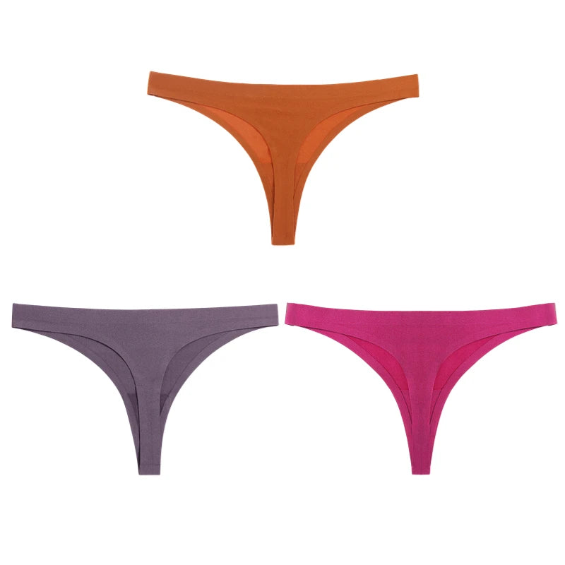 INTIMO SECRETS 3PCS Silk Satin Thongs – Seamless Sexy G-String Underwear for Women