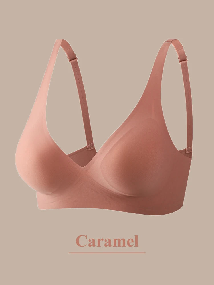 INTIMO SECRETS One-Piece Seamless Wireless Push-Up Bra Deep V Padded Bralette