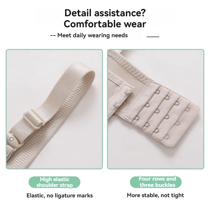 New Non-magnetic Thin Cup Glossy Fat Mm Bra Large Size No Underwire Comfortable Breathable Gathered Women's Underwear