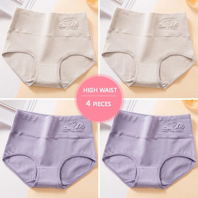 INTIMO SECRETS 4PCS High Waist Cotton Panties – Plus Size Women’s Lingerie