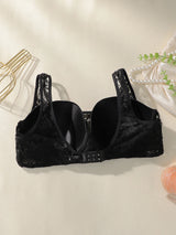 INTIMO SECRETS Embroidered Lace Plus Size Bra – Steel Rim Push-Up Vest Style