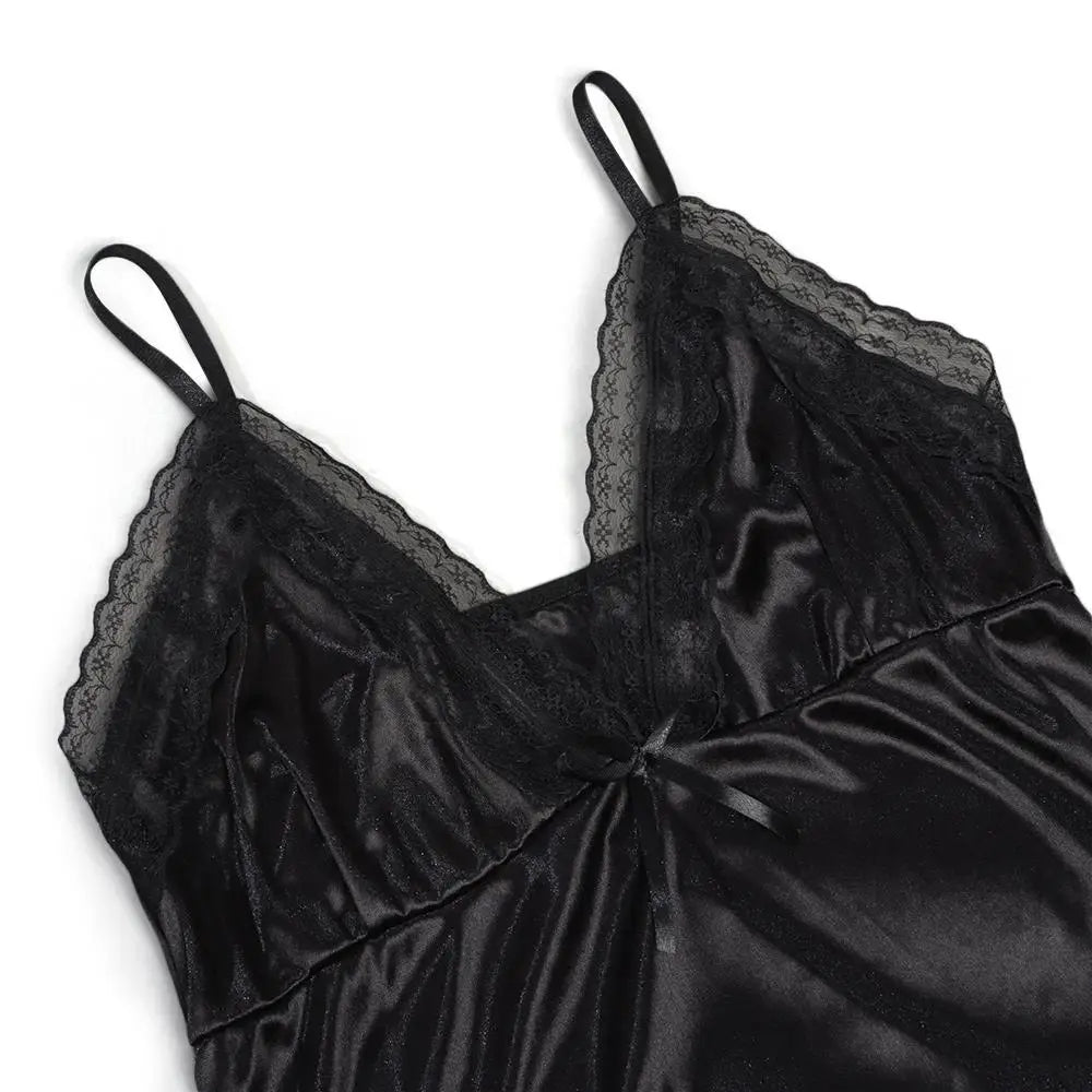 Cute Lace Camisola Patchwork Women's Nightgowns Lingerie Nighty Bowknots Nightwear Women