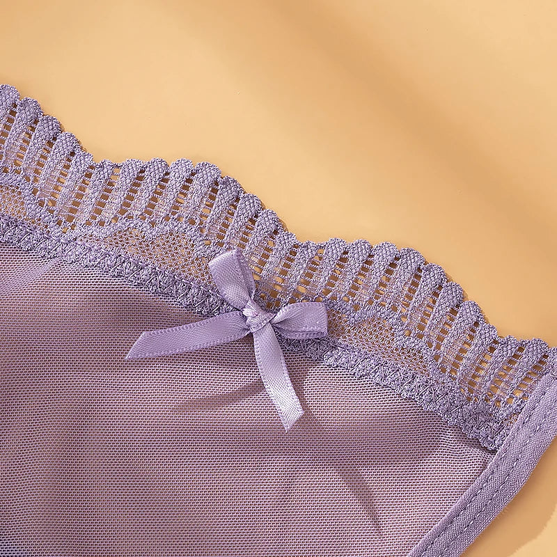 INTIMO SECRETS Women’s Sexy Low-Waist Thong – Mesh G-String, Seamless Bow Underwear
