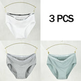 3PCS Women's Cotton Underwear High Elastic Letter Waistband Briefs Solid Color Fashionable Sports Soft Underwear