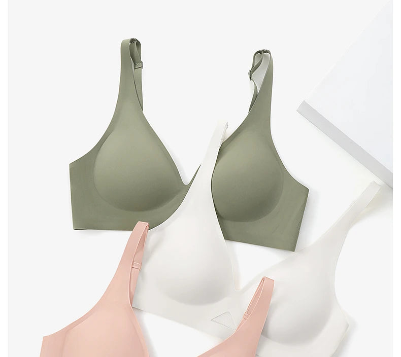 Wireless Deep V Seamless Bra for Women – Soft 3/4 Cup Hollow Out Comfort Lingerie