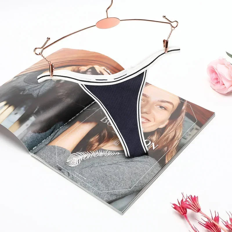 INTIMO SECREST Seamless Ribbed Cotton Thong Panties for Women