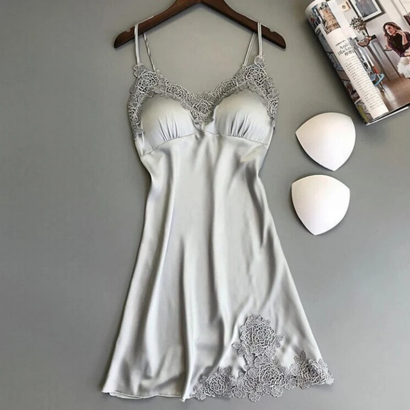 Sexy Pajamas Women's Silk Suspender Nightdress Ladies Spring And Summer Ice Silk Thin Halter Home Service Satin Night Dresses