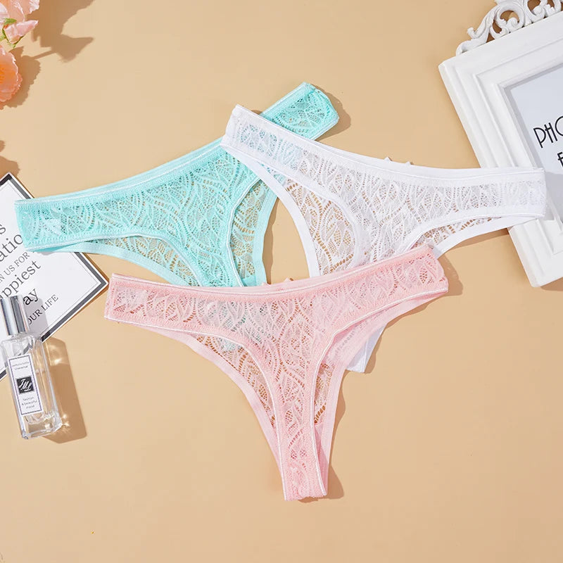 INTIMO SECRETS Lace G-String – Sexy Low-Rise Hollow Out Thong for Women