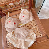 INTIMO SECRETS Anime Bear Plush Bra & Tie-Side Panty – Furry Lingerie Set