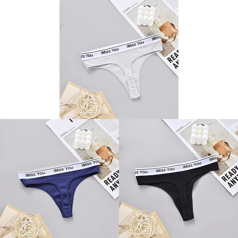 INTIMO SECRETS 3-Pack Women’s Cotton Thongs – Low-Waist, Soft & Comfortable G-String Panties