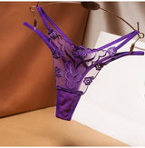 INTIMO SECRETS Sexy Embroidered Mesh Thong – Sheer Strappy G-String & Seamless Floral Lace T-Back Lingerie