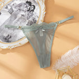 INTIMO SECRETS Women’s Sexy Low-Waist Thong – Mesh G-String, Seamless Bow Underwear