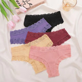 4Pcs/Set Women's Cotton Panties Lace Sexy Brazilian Pants Floral Lace Underwear Trendy Patchwork Briefs  Female Soft Underpants