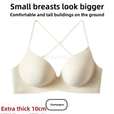 INTIMO SECRETS Women’s Thick Push-Up Bra – AA Cup, Wireless, Cross Strap, Seamless T-Shirt Bra