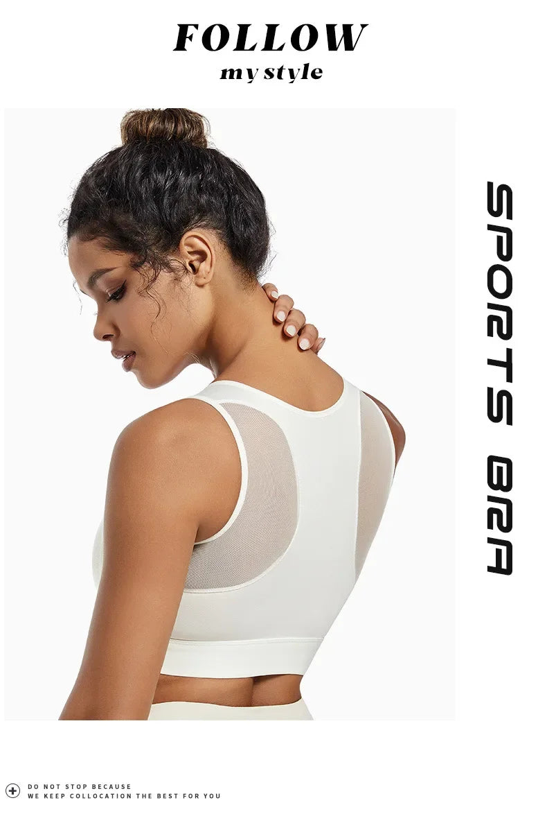 INTIMO SECRETS Women’s High-Impact Sports Bra – Zipper Yoga Vest