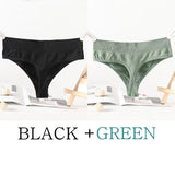 2PCS/Set Seamless G-String Panties Women Thongs Sexy Panty Lingerie Solid Color Female High Waist Thongs Women's Underwear