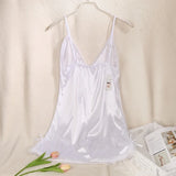 1PC Women's Sexy Sleep Suspenders V-neck Solid Color Comfortable Fashion Nightdress Sleepshirts Underwear Clothing