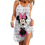 Disney-Mickey Minnie Dresses for Women Soft Women's Beach Dresses Summer Fashion Sling Print Sexy Skinny Seaside Casual Oversize