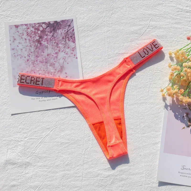 INTIMO SECRETS Sexy Rhinestone Low-Rise Thong for Women