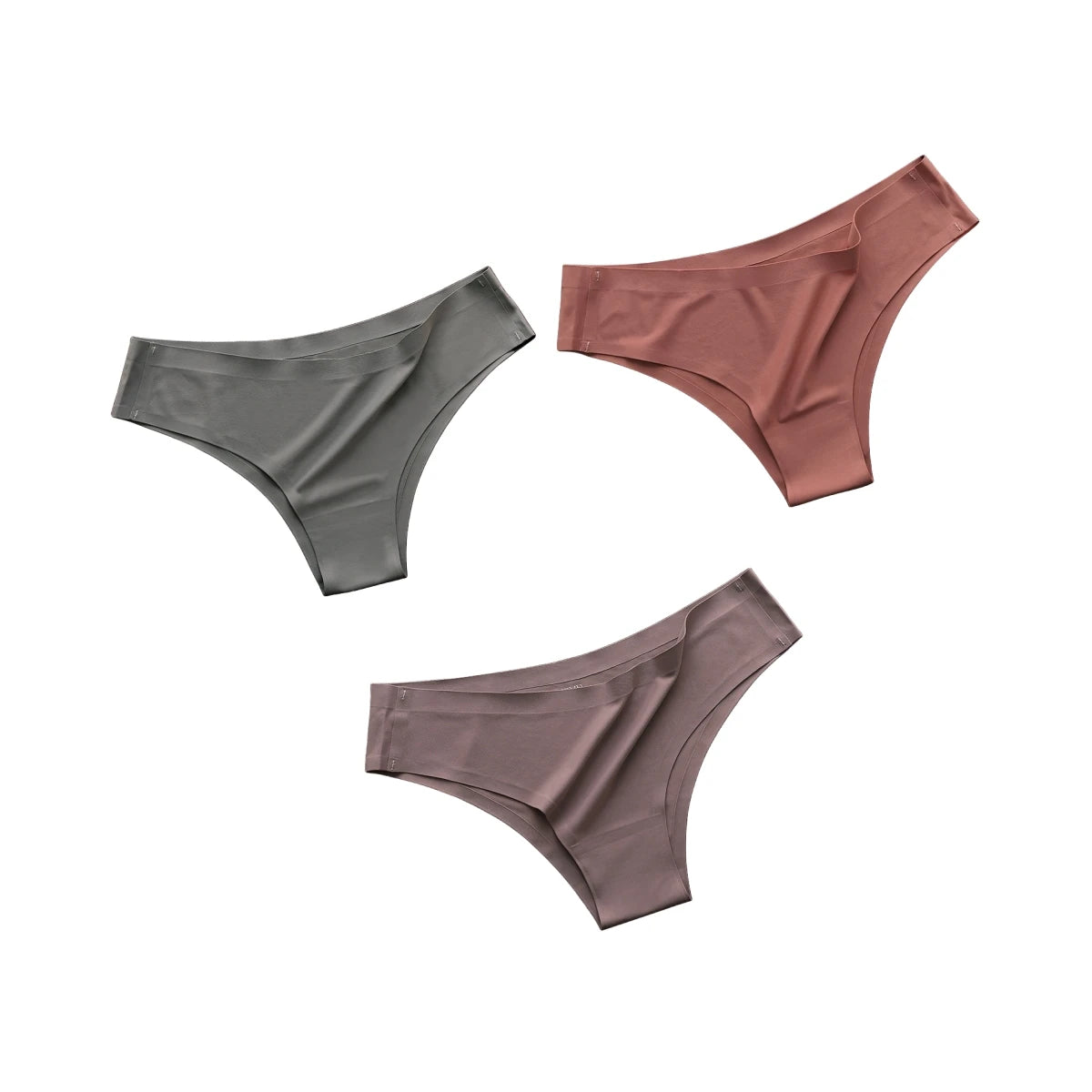3Pcs/Set Seamless Panties Women Underwear Ice Silk Underpants Low Rise Female Solid Color Ultra-thin Sexy Lingerie