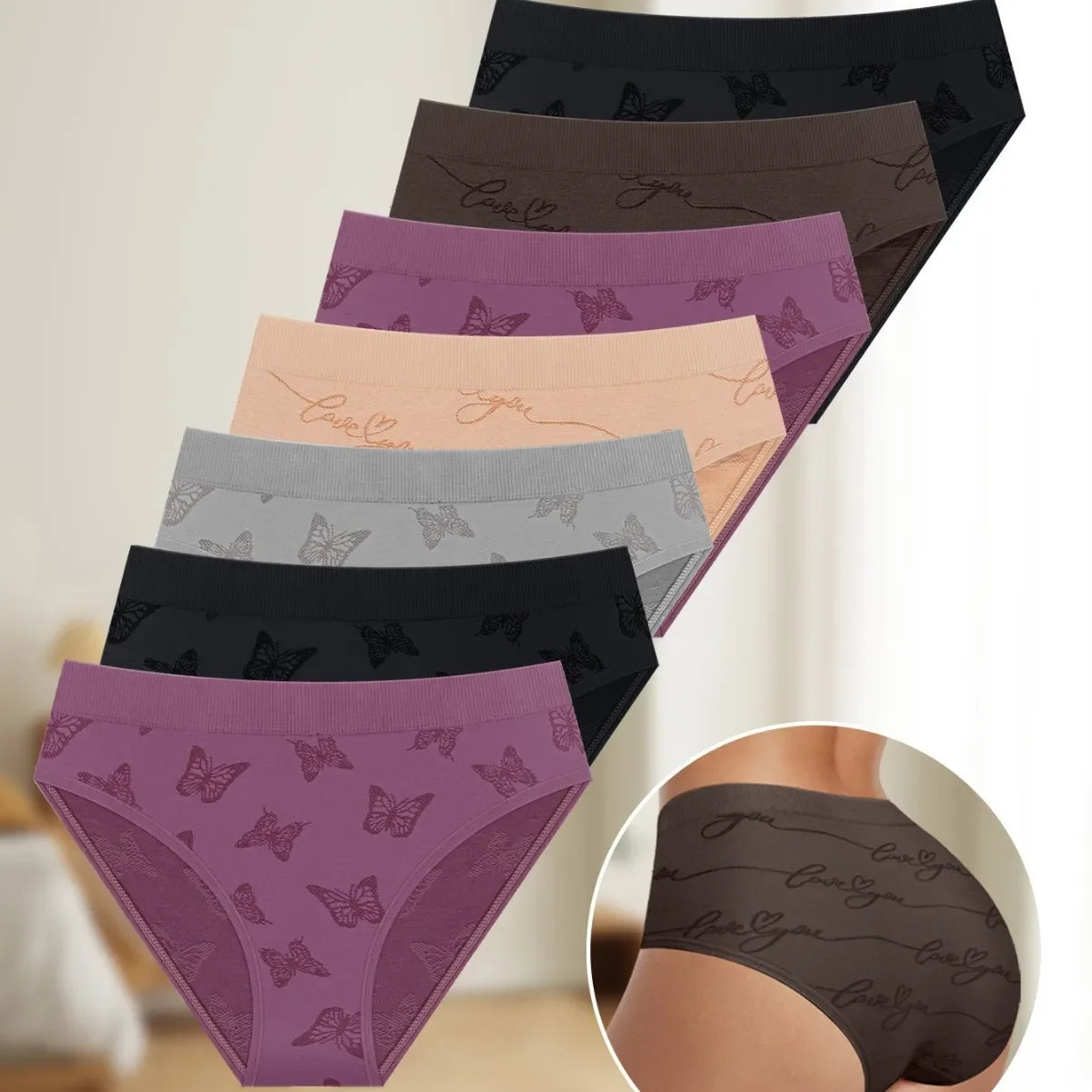 INTIMO SECRETS Women’s Butterfly-Shaped Soft Triangle Panties – Plus Size