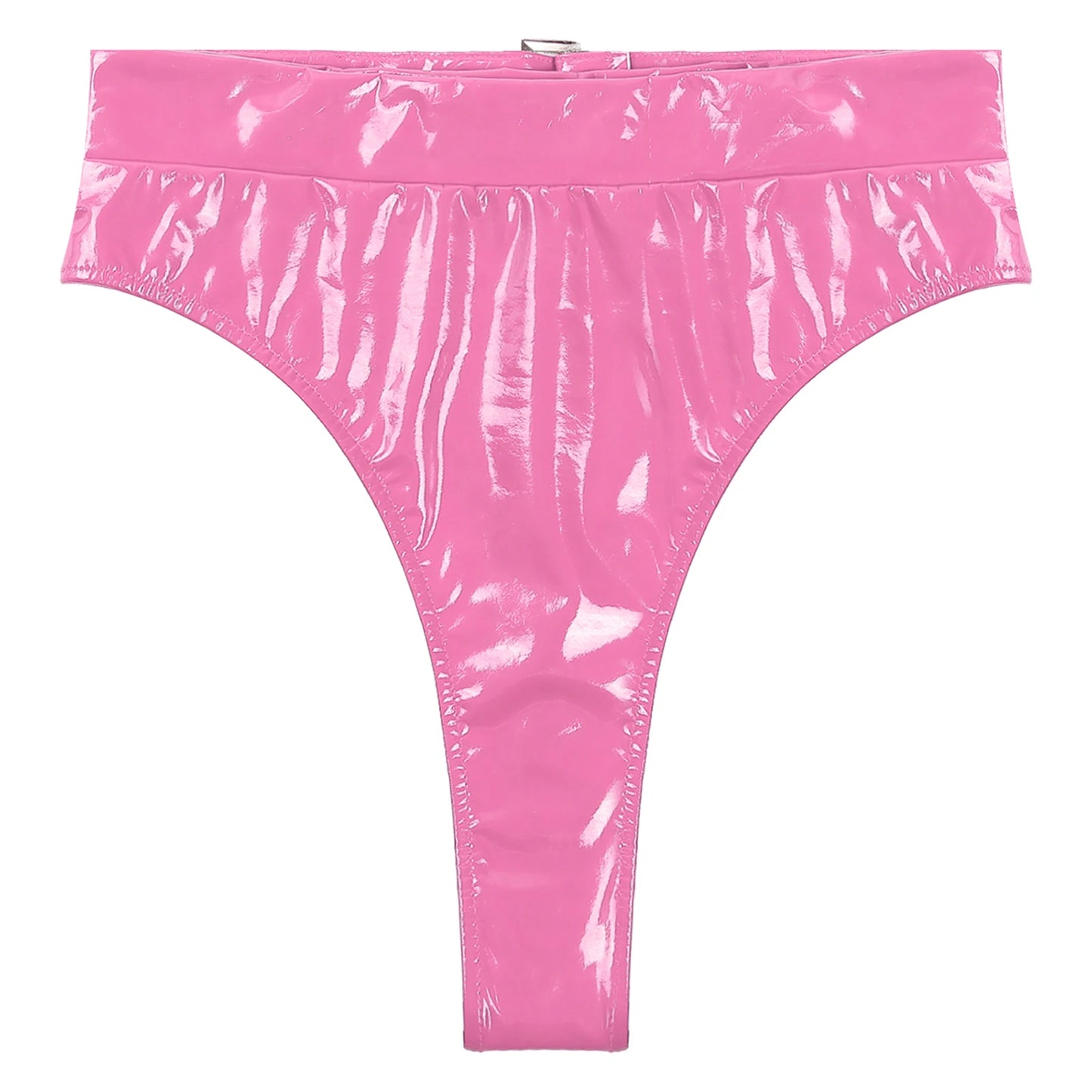 Womens Adult Sexy Thong Latex Panties Lingerie Wet Look Patent Leather Briefs Underwear Buckle Belted Pole Dance PVC Panties