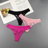 INTIMO SECRETS Plus Size Lace Cotton Thongs – Seamless T-Back G-String Underwear for Women 3PC