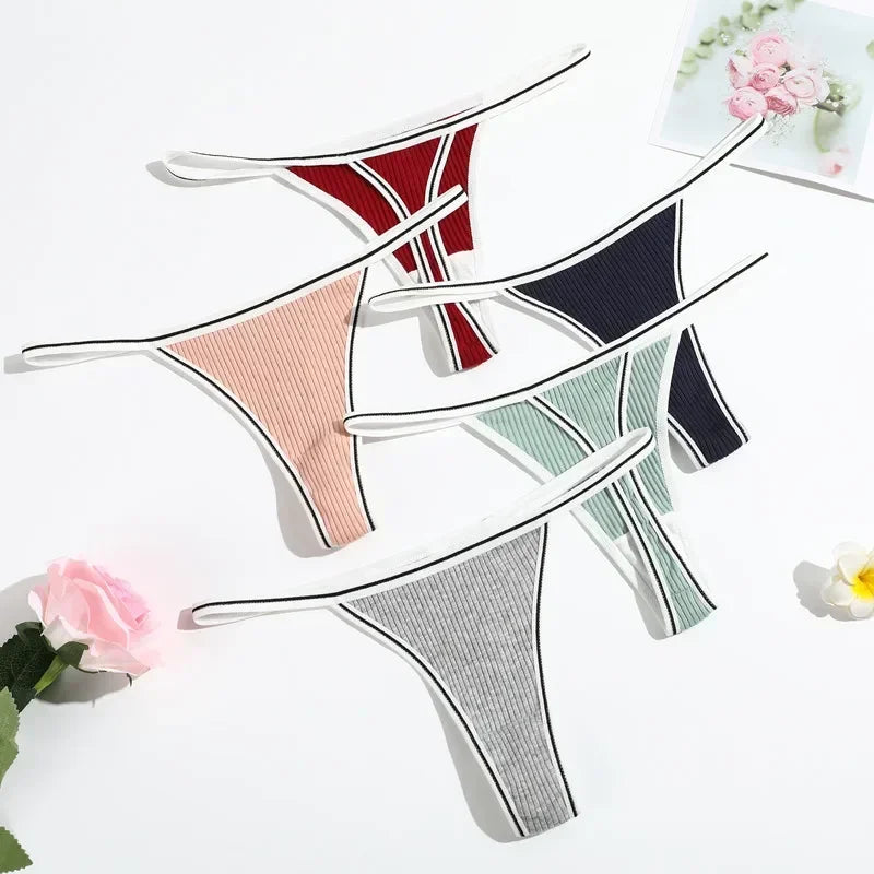INTIMO SECREST Seamless Ribbed Cotton Thong Panties for Women