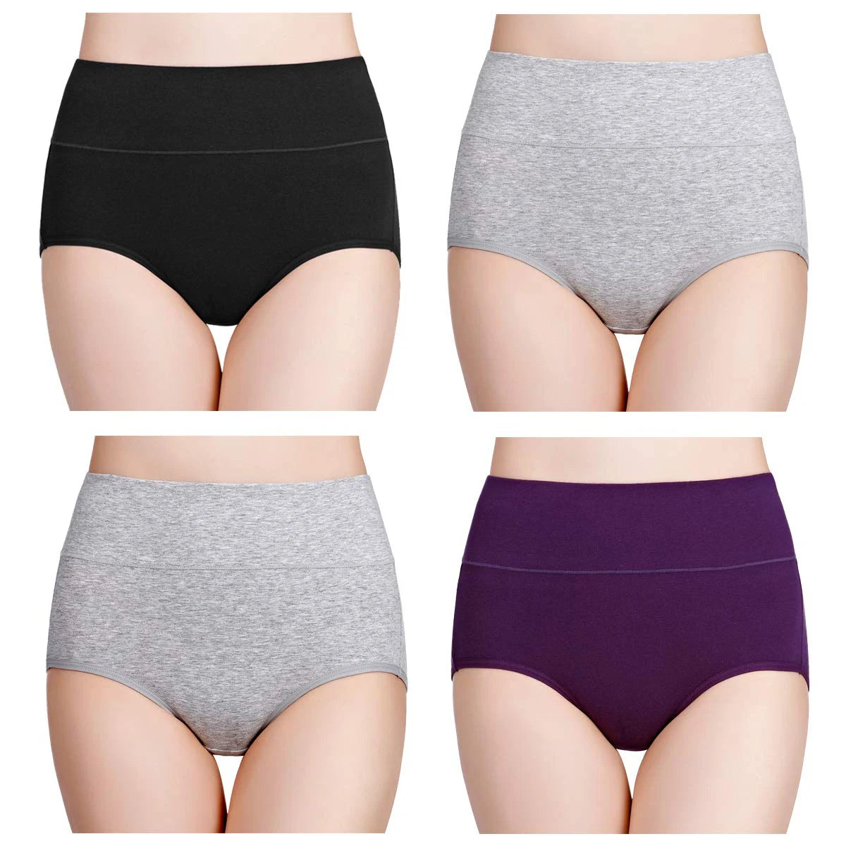 INTIMO SECRETS 4PCS High Waist Cotton Panties – Plus Size Women L-5XL