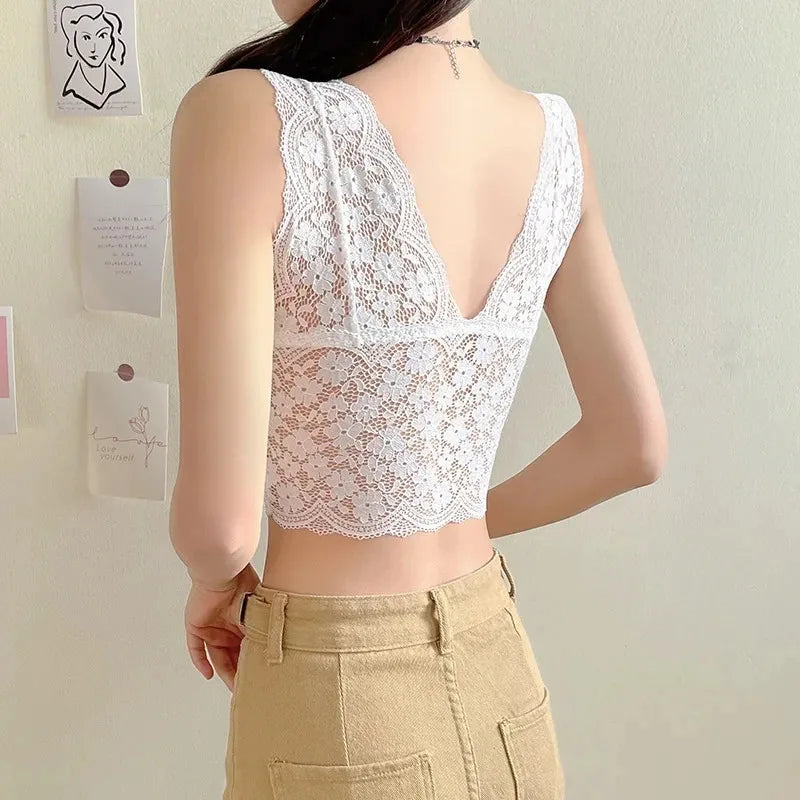 INTIMO SECRETS Women’s Lace Deep V Neck Wire-Free Bra & Bralette