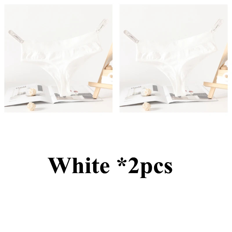 2PCS/Set Seamless G-String Panties Women Thongs Sexy Panty Lingerie Solid Color Female High Waist Thongs Women's Underwear